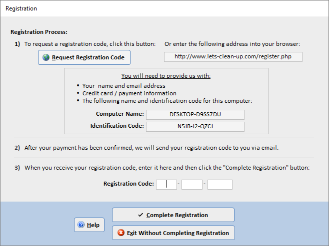 Registration screen #2